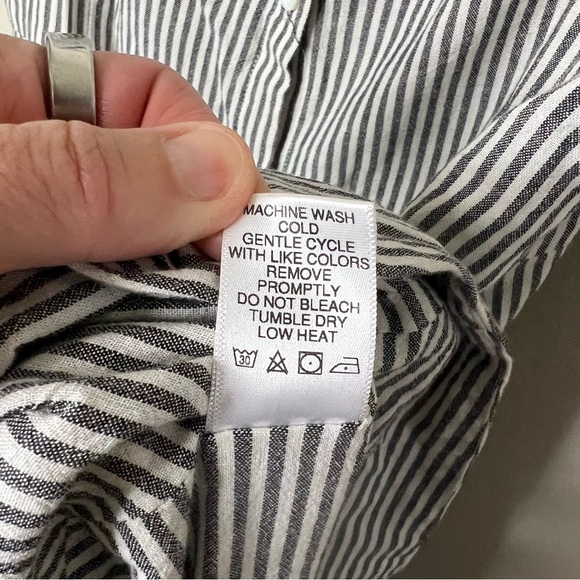 Michael Stars Womens Raina Black and White Stripe Button Front Dress size large - Picture 5 of 10